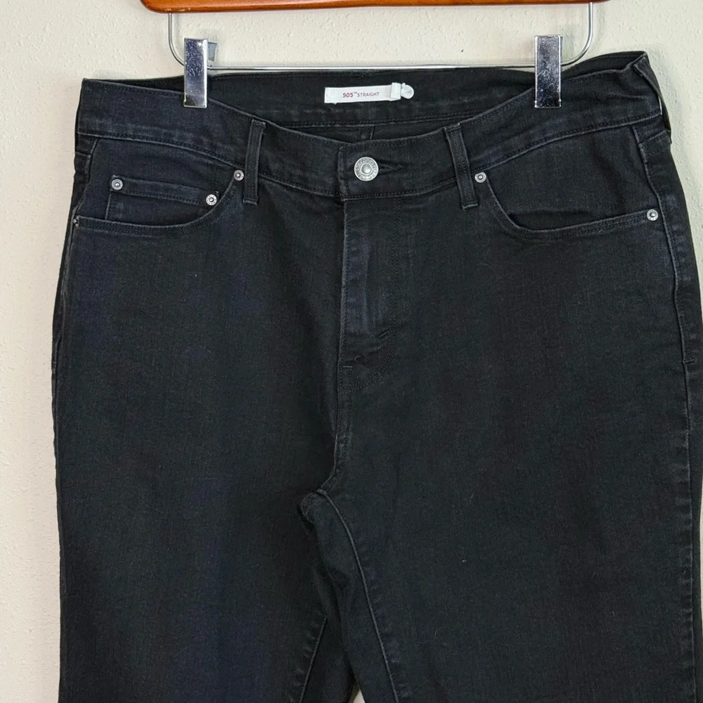 Levi’s 505 Straight Leg Black Jeans Women’s Dark Wash Classic Denim W28